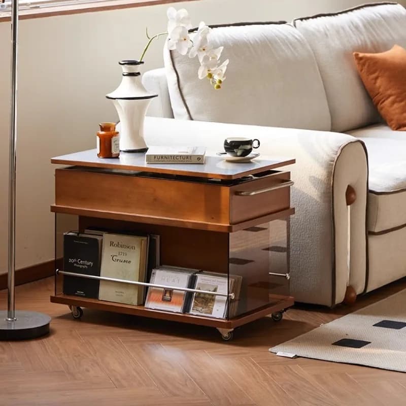 Portable Multifunctional Coffee Table Wood Wheels Storage Lift Luxury End Tables Center Designer Salontafel Furniture Home
