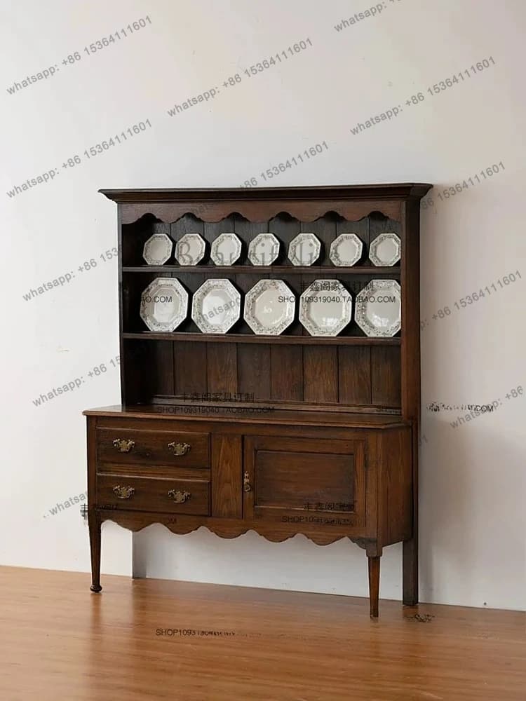 Antique French solid wood retro side cabinet medieval locker old photography display