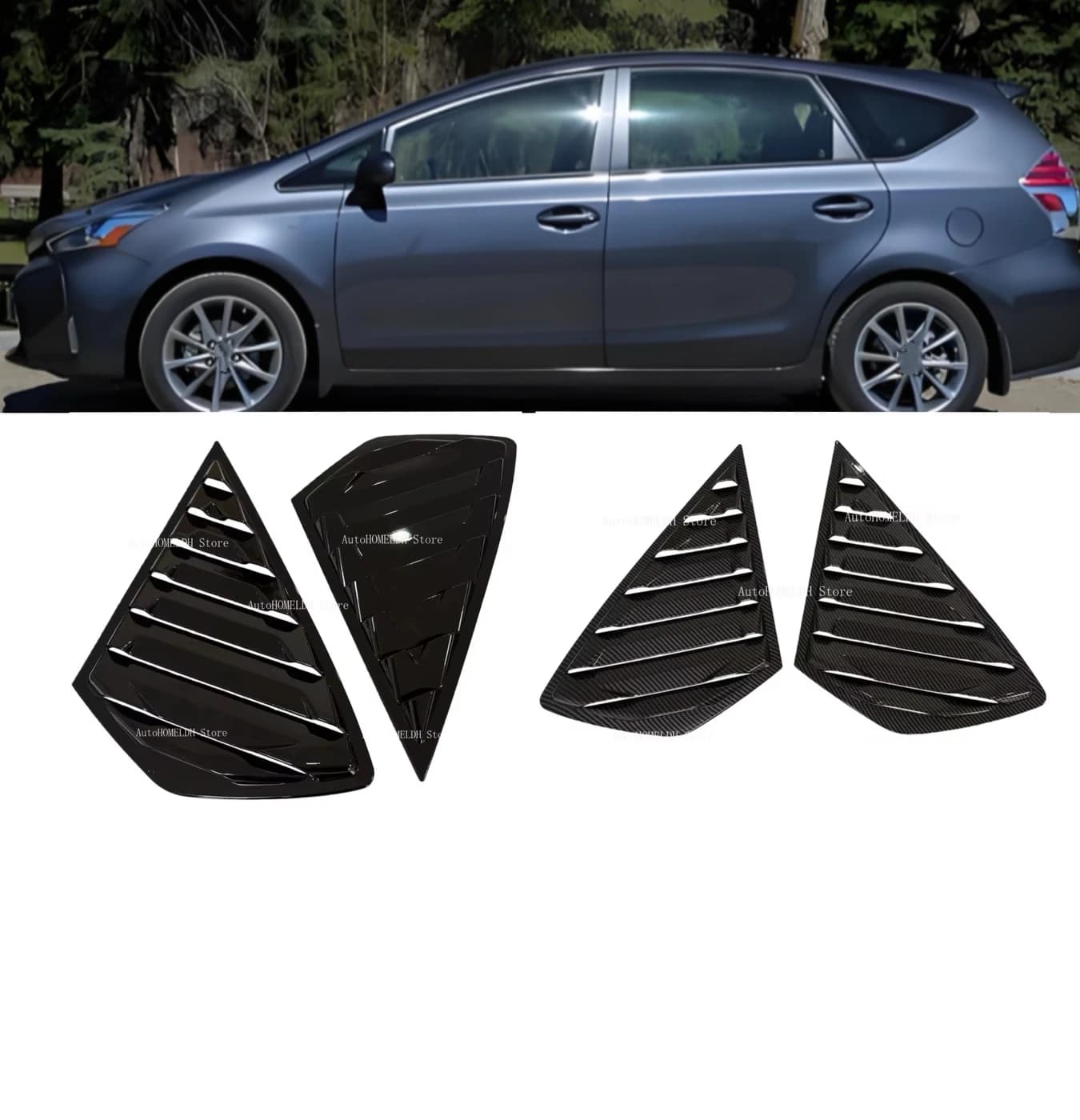 Car Rear Window Shutter Cover Trim Fit For  Toyota Prius XW30 2009 2011 2012 2013  Window Louver Side Vent Trim Auto Accessories