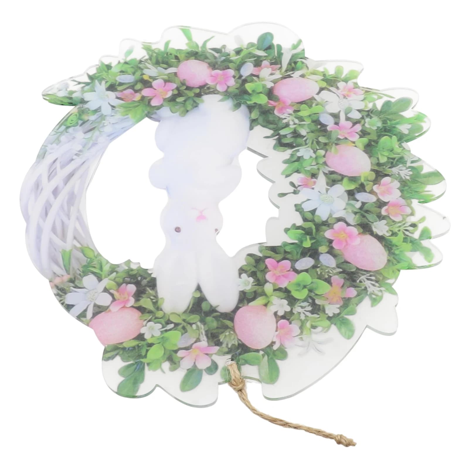 2023 Easter Bunny Flowers Wreath Front Door Oranments Happy Easter Rabbit Wall Hanging Wreath Home Party Garland Festival Decor