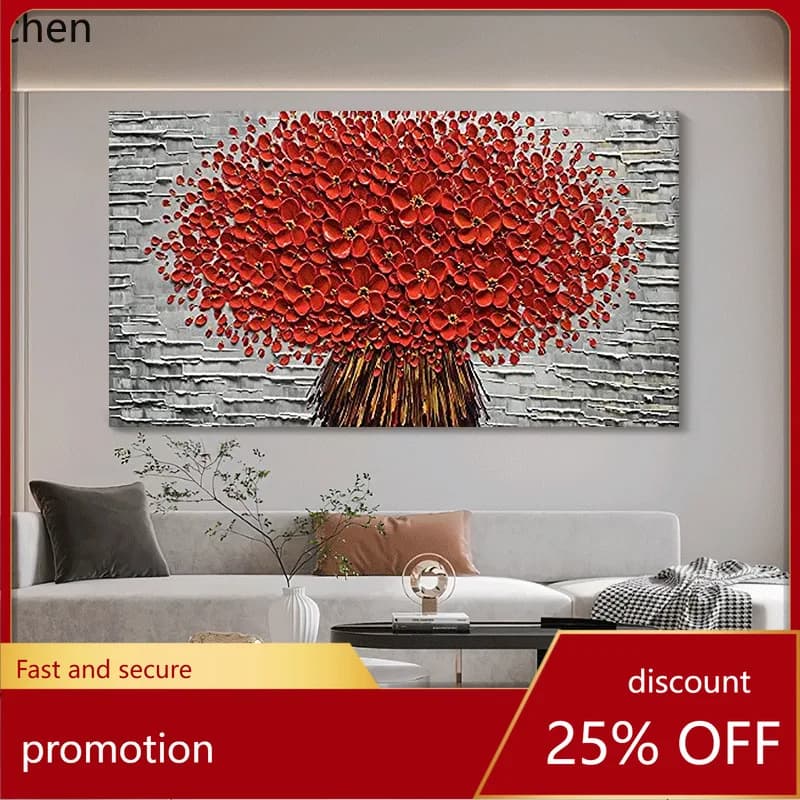 Hxl three-dimensional tree pure hand-painted oil painting living room decorative painting horizontal version