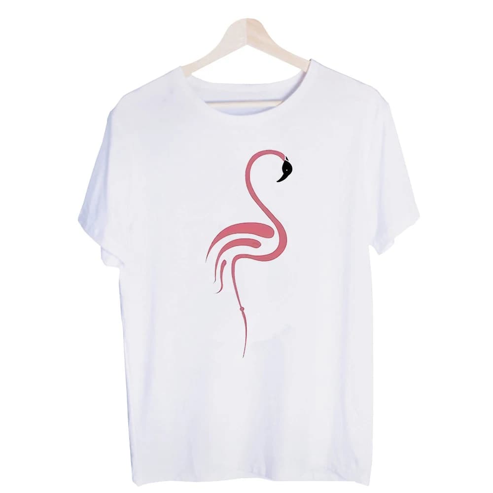 Men's Flamingo Graphic Tee, Minimalist Design Short Sleeve T-Shirt for Summer Casual Wear