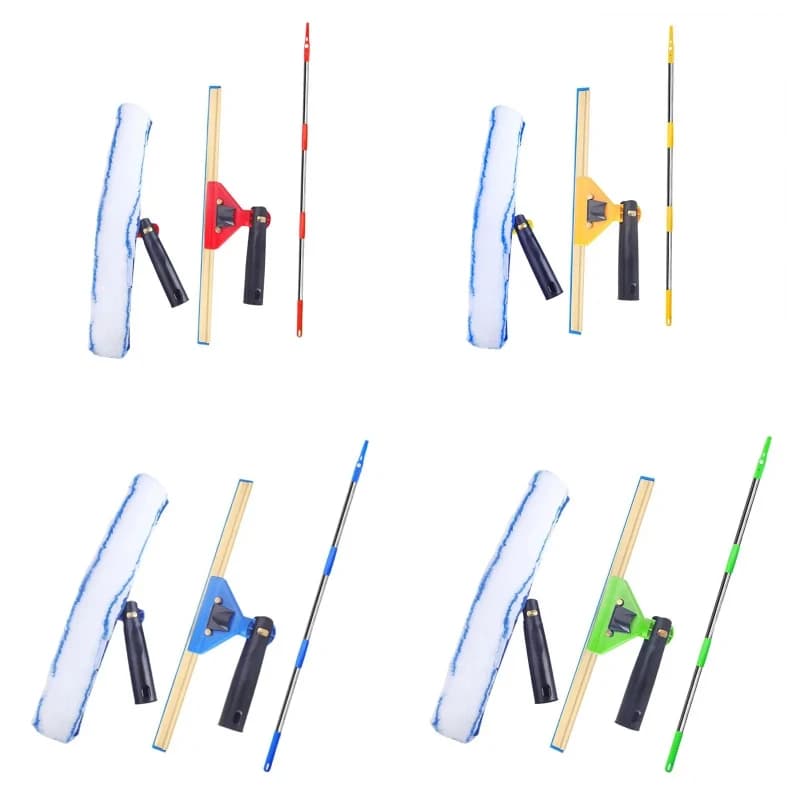 3x Glass Cleaning Scraper Set for Long Reach Extendable Squeegee Window Cleaner for Patio Bathroom Shower Garden High Window