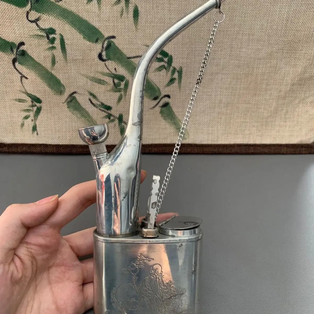 Retro made old pipe water filter men's pot brass bag