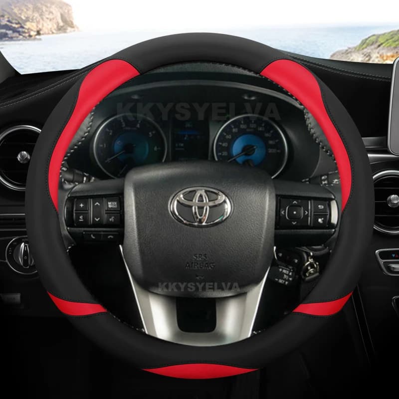 Microfiber Leather Car Steering Wheel Cover For Toyota Fortuner 2016-2019 2021 2022 Hilux 2015-2019 2020 2022 Auto Accessories