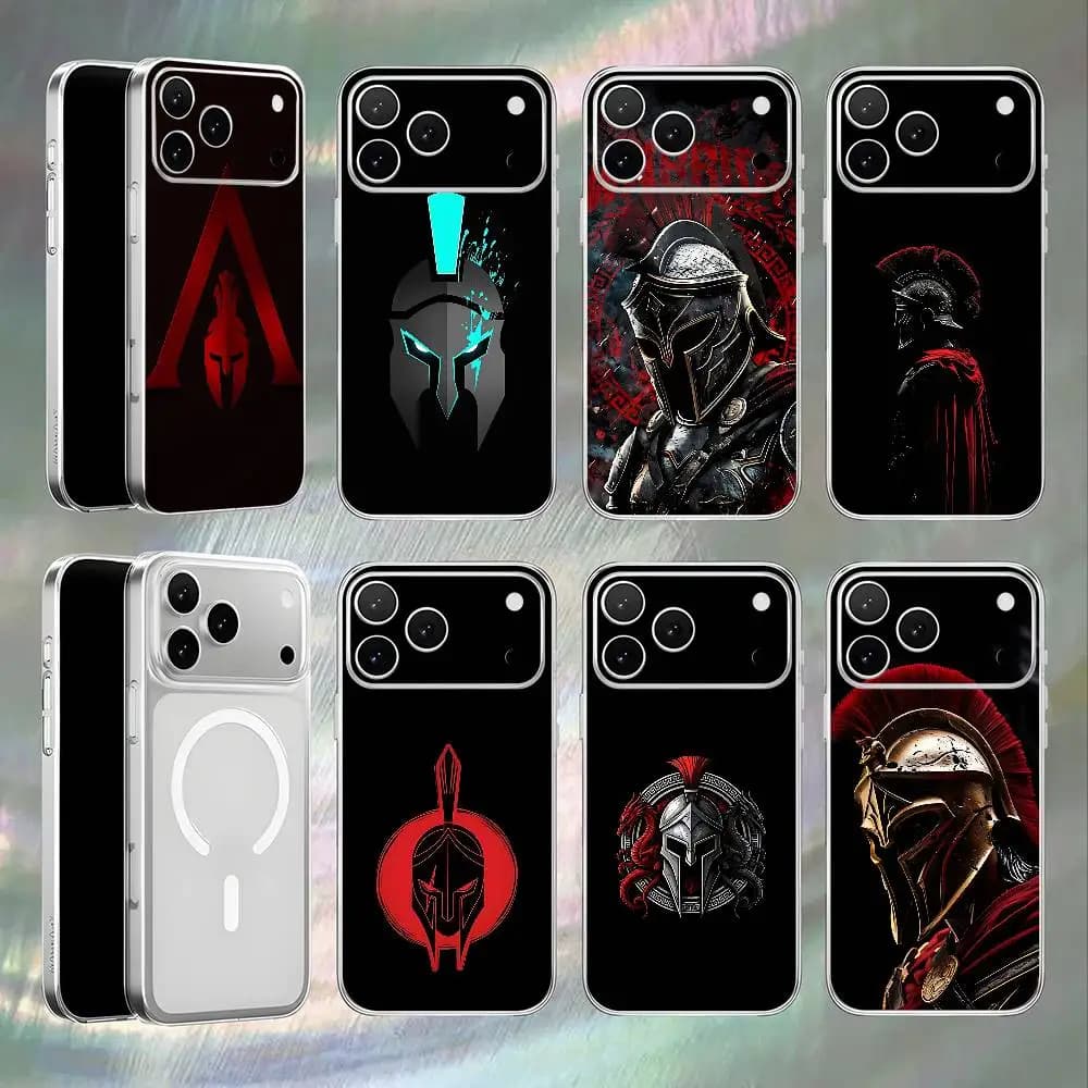 S-Spartan Shockproof Transparent White Phone Case For iPhone 17,16,15,14,13,12,11,Pro,Max Magnetic Wireless Charging