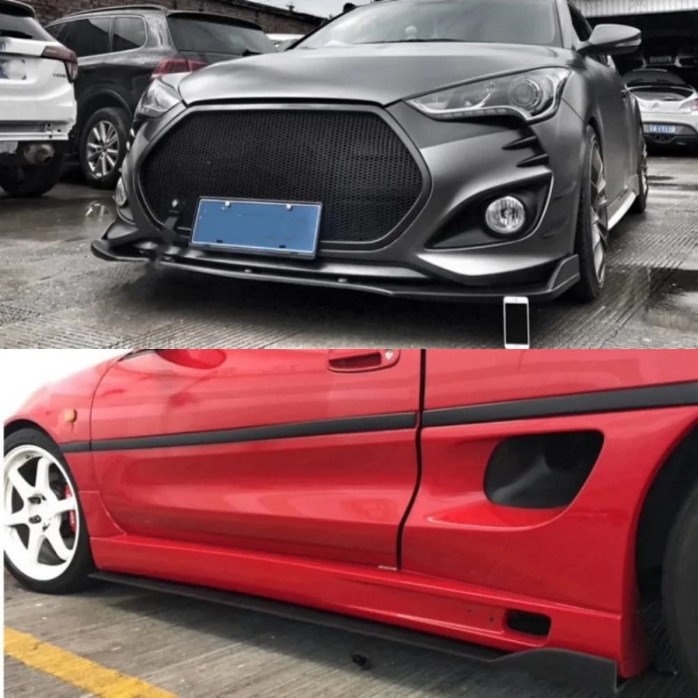 Unpainted Car Surround for Hyundai Veloster 1.6T Modified front shovel lip side skirt side bumper