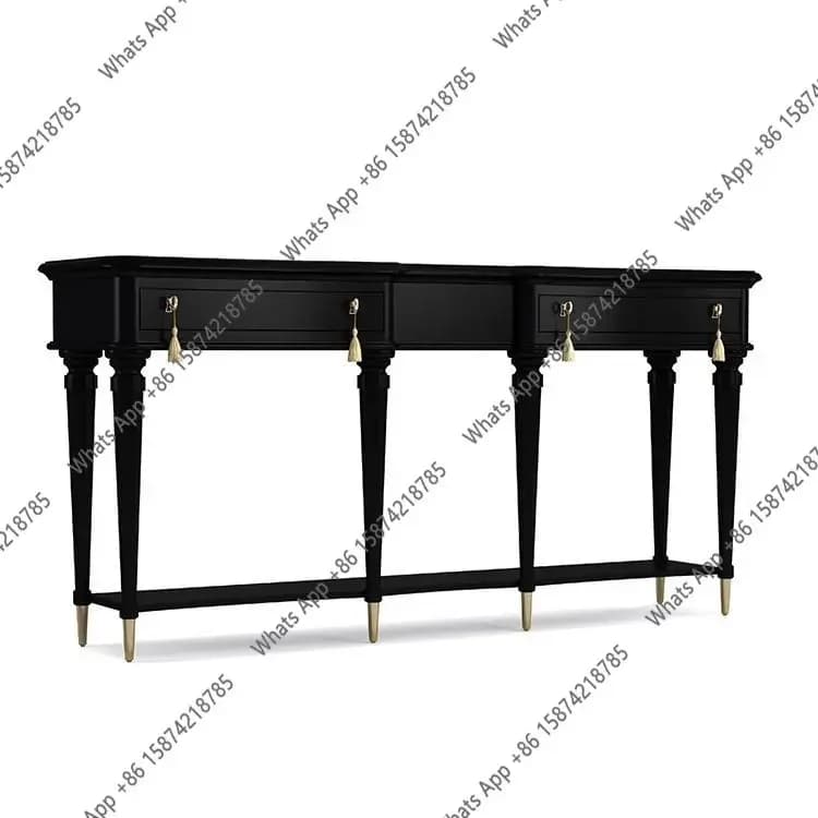 Xc N68 American Light Luxury Solid Wood Foyer Entrance Table/simple Modern Black Sofa Edge Few Living Room Entry Partition