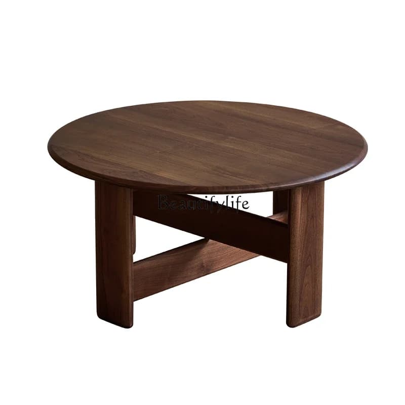 D3305-North American black walnut black walnut solid wood coffee table round coffee table living room