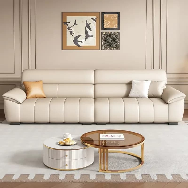 Genuine Leather Fancy Sofas Living Room Unique Lounge Floor Couches Puffs Italian Modern Divani Da Soggiorno Hotel Furniture