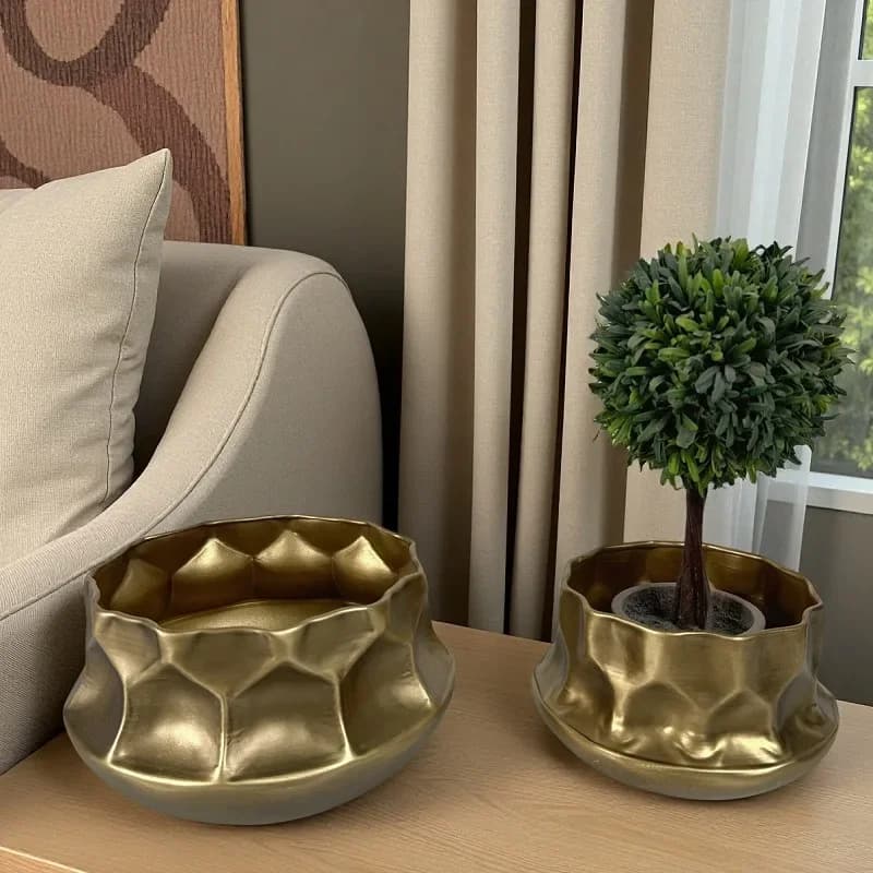 Antique Brass Hammered Metal Vase Retro Iron Flower Bowl Living  Home Floral Arrangement Tabletop Decor Display Planter Ornament