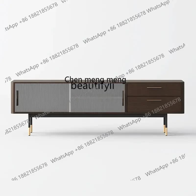 D178 Y zq Solid Wood TV Cabinet Nordic Floor Cabinet Modern Minimalist Living Room Storage Storage Glass Cabinet