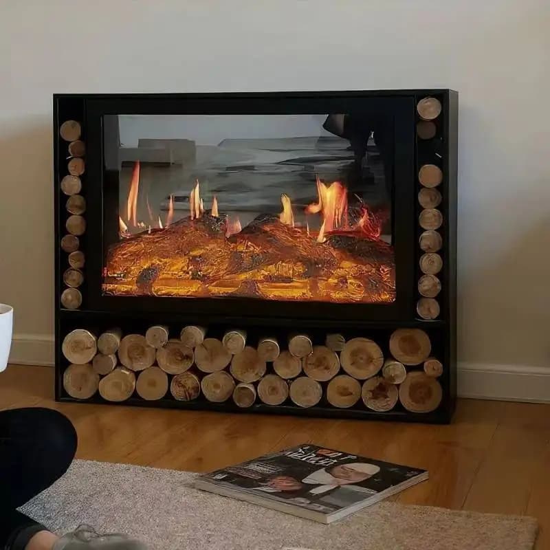 Dustproof Black Living Room Fireplace High Long Wooden Saving Living Room Cabinets Luxury Corner Mueble Salon Furniture For Home