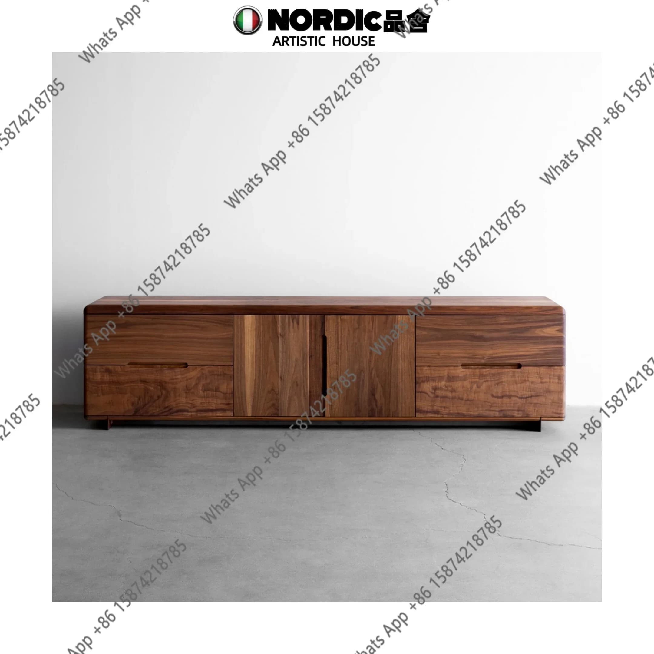 46X Medieval Style Solid Wood, Walnut Color, Side Cabinet, Wabi-sandy Style Retro Household Entrance Cabinet, TV Cabinet, Americ