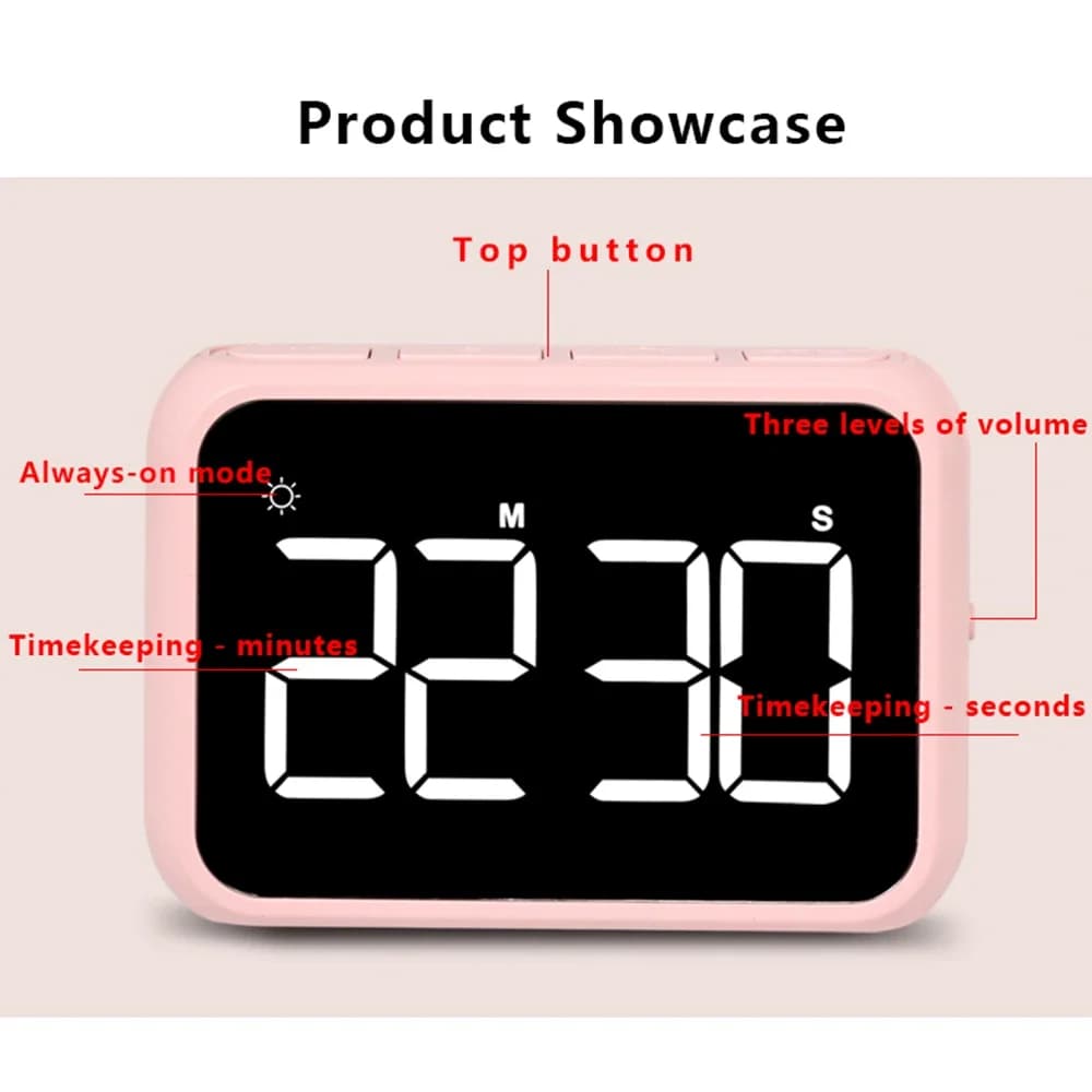 1PC Modern Minimalist LED Battery Timer Student-Only Digital Timer Kitchen Countdown Reminder (No Battery)
