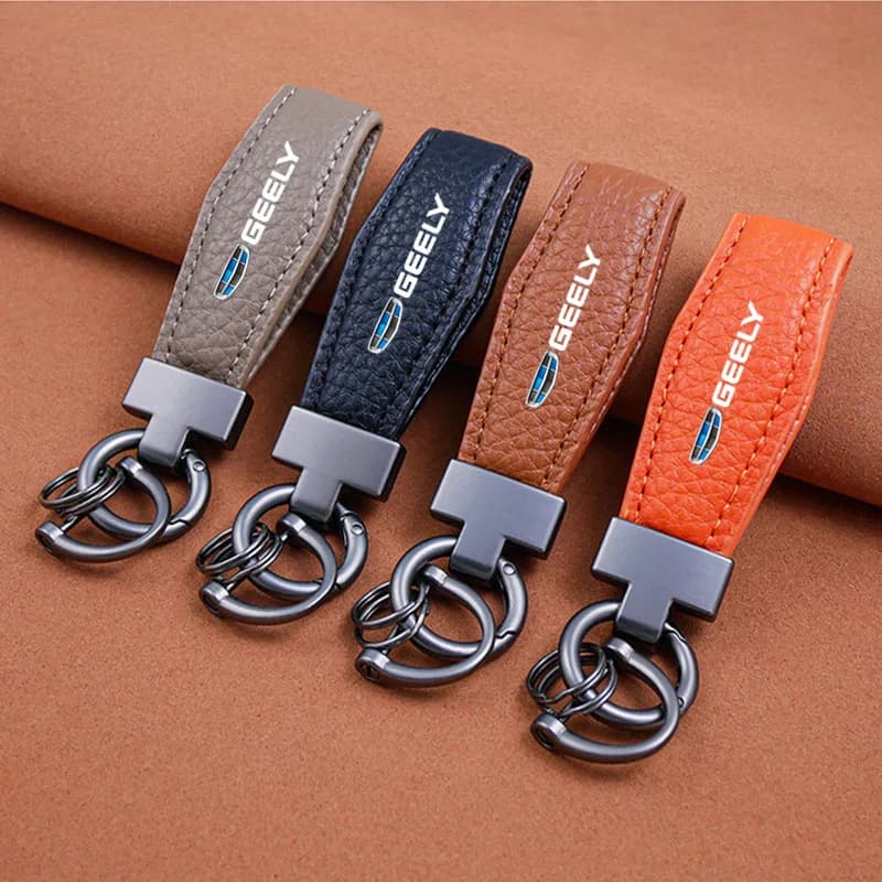 Luxury Genuine Leather Car Key Chain Key Ring Holder For Geely Emgrand Coolray Atlas Boyue Borui Tugella Azkarra Accessories
