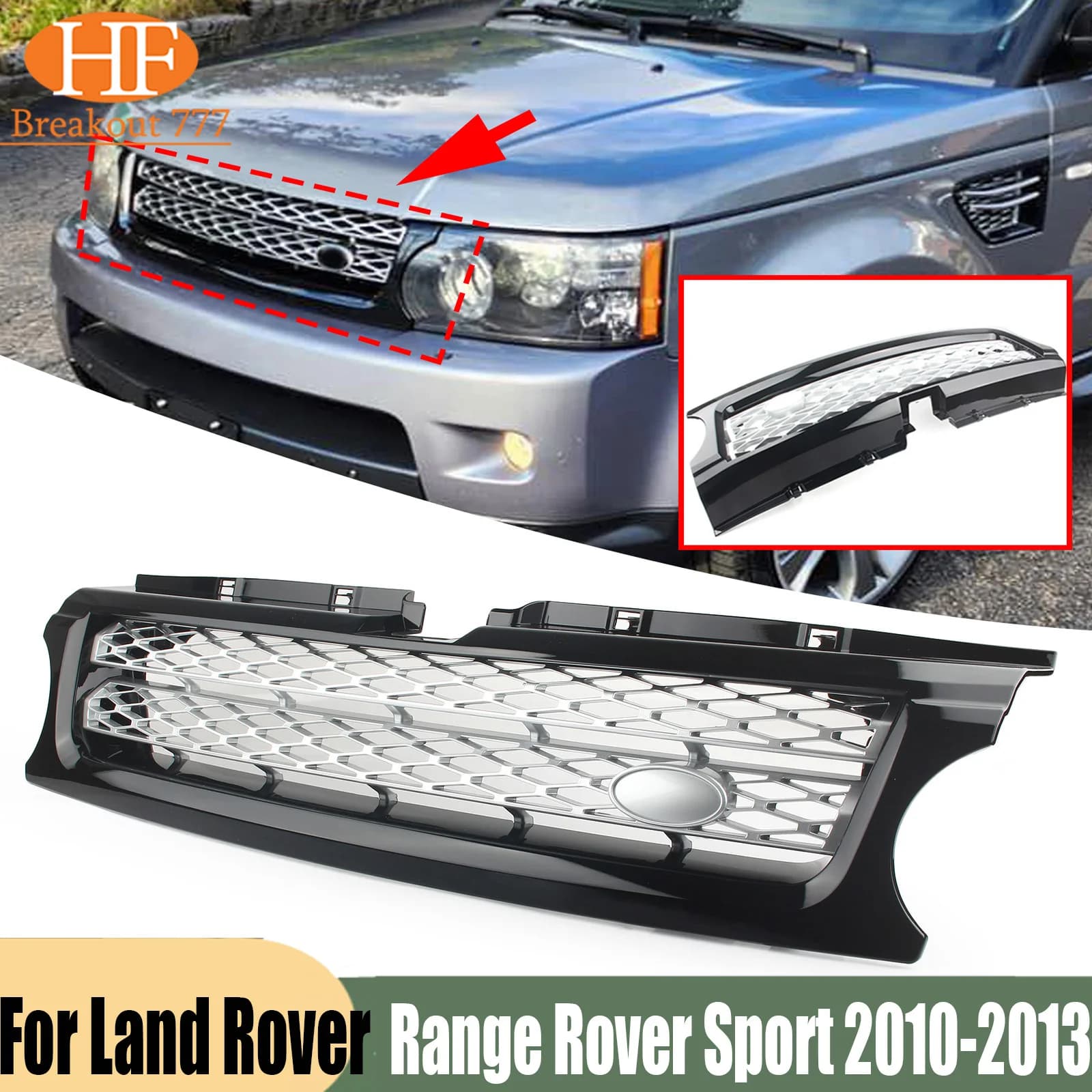 for Land Rover Range Rover Sport 2010-2013 Front Upper Racing Grills Centre Panel Air Intake Grille Accessories BodyKit