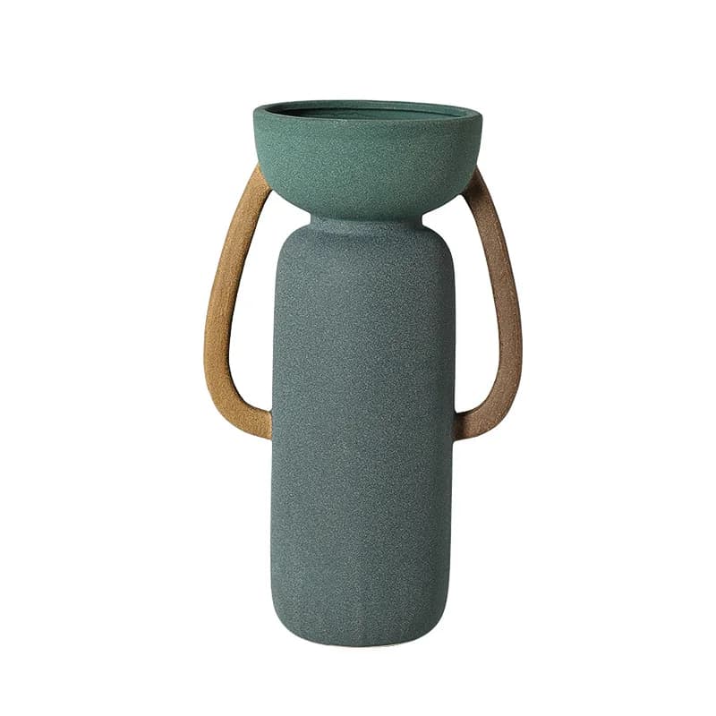 Modern wabi-sabi geometric color matching binaural ceramic villa clubhouse entrance decorative cabinet art flower ornaments