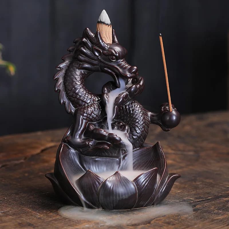 Dragon Playing Pearl Ceramic Backflow Incense Burner - Creative Home Decor, Artistic Incense Ornament