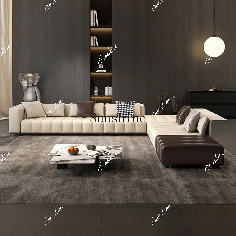 Italian minimalist first layer cowhide size apartment living room high-end sofa  FT