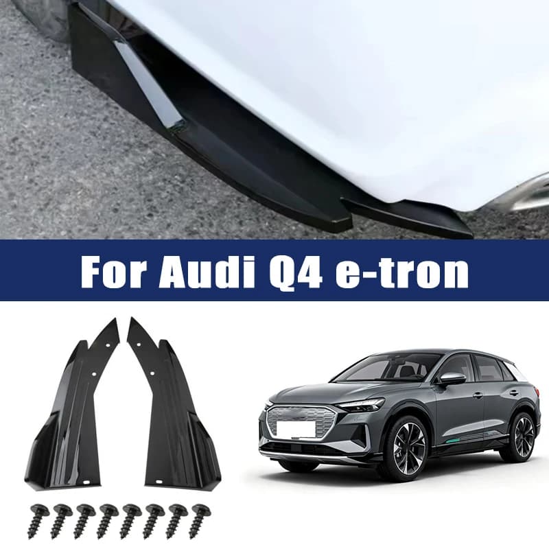Car Rear Bumper Spoiler Lip Carbon Fiber Wing Trim Anti-crash Diffuser Side Skirt Wrap Angle Splitter For Audi Q4 E-tron