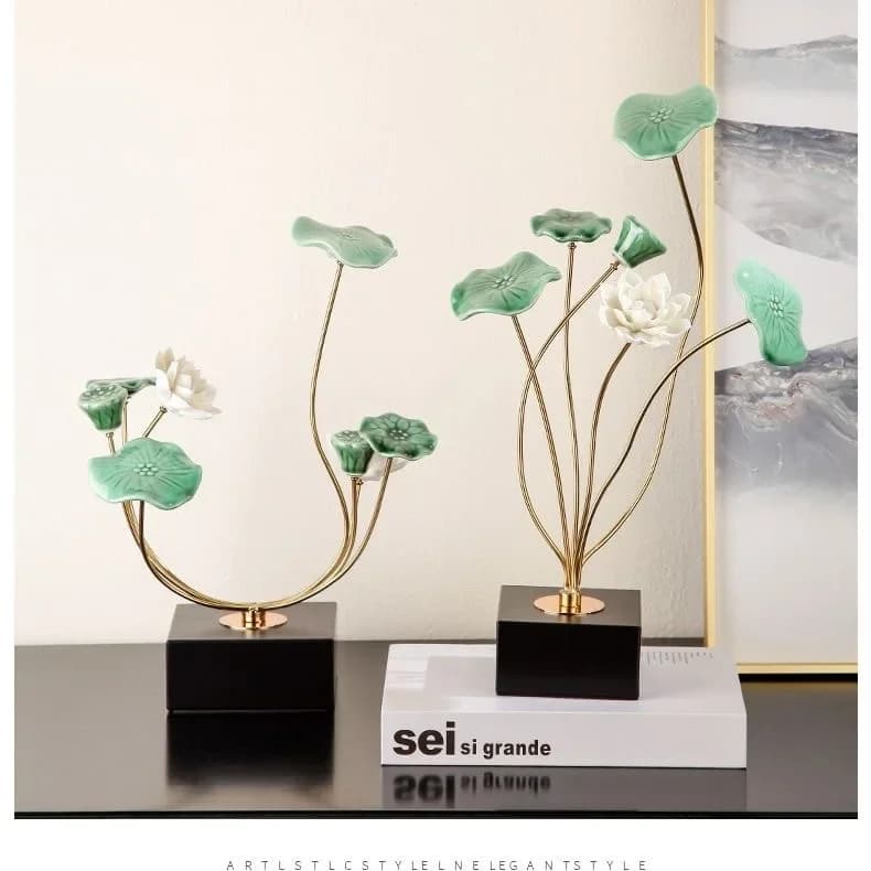 DSA Lotus Lotus Leaf New Chinese Decoration Office Home Living Room TV Cabinet Entrance Wine Cabinet Ceramic Craft Ornament