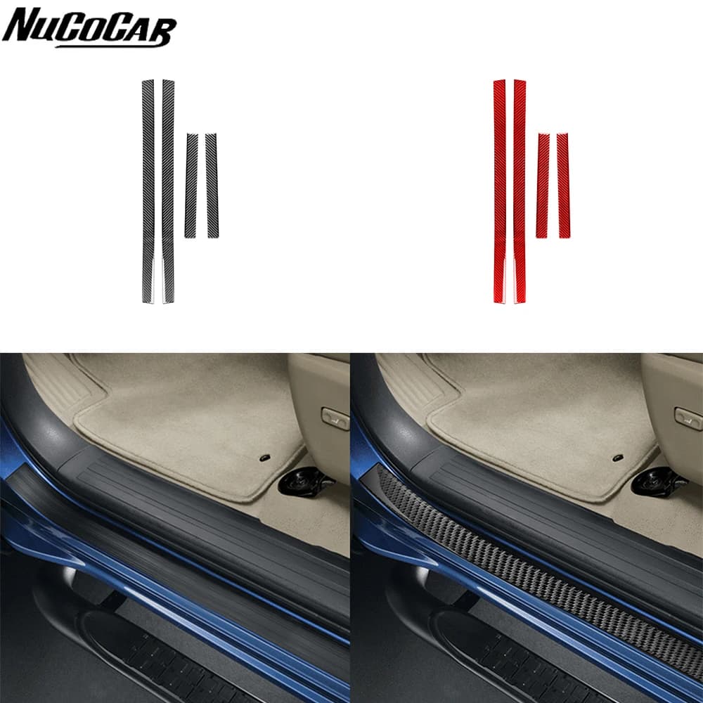 For Toyota 4runner 2010-2020 Carbon Fiber Door Welcome pedal Panel Trim strip Car Accessories Interior Decorative Stickers