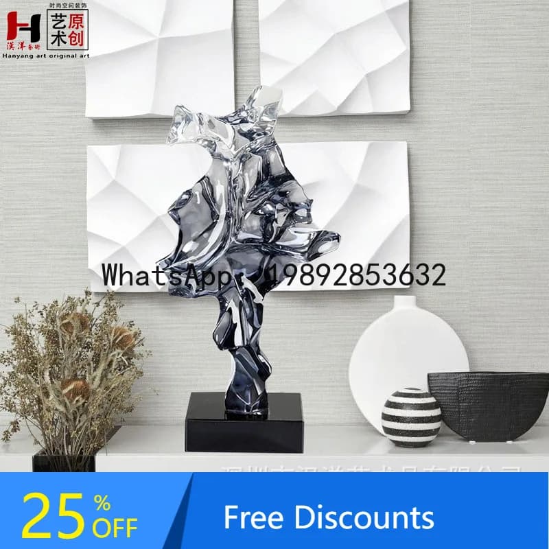 CZ Taihu Stone Model Room Ornament Transparent Decoration Creative Abstract Home TV Cabinet