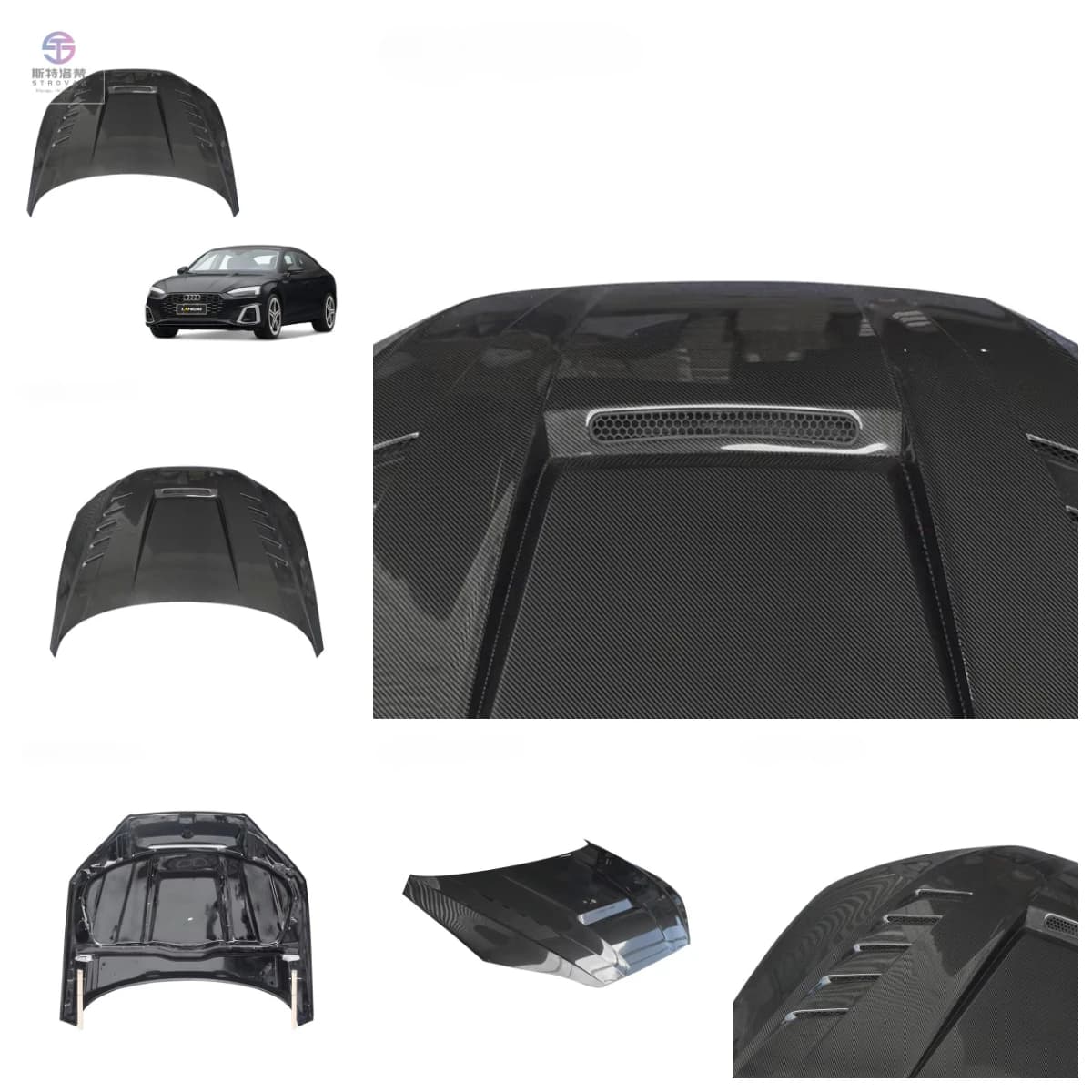 Cc  Car Exterior Body Tuning Parts A5 S5 RS5 Sedan Engine Cover Hood Carbon Fiber Front Bonnet for  A5 B9 Engine Hood