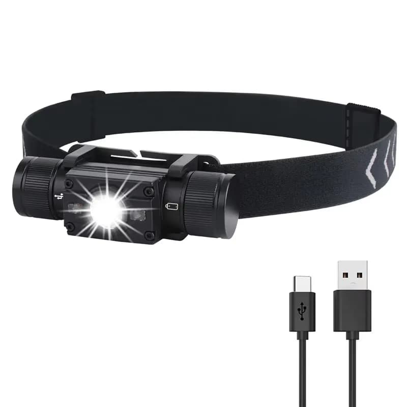 Powerful LED Headlamp with 18650 Battery Type-C Rechargeable Fishing Head Flashlight Work Camping Lantern E0064 Portable