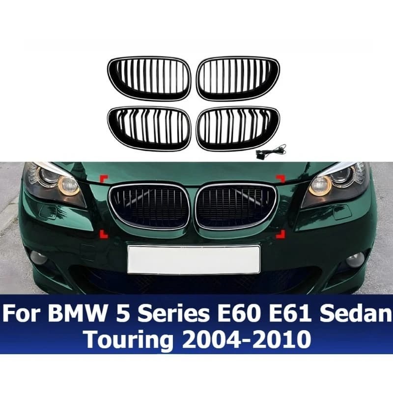 For BMW 5 Series E60 E61 Sedan Touring 2004-2010 LED Illuminated Front Kidney Grille Single Double Line Glow Upgrade Accessories