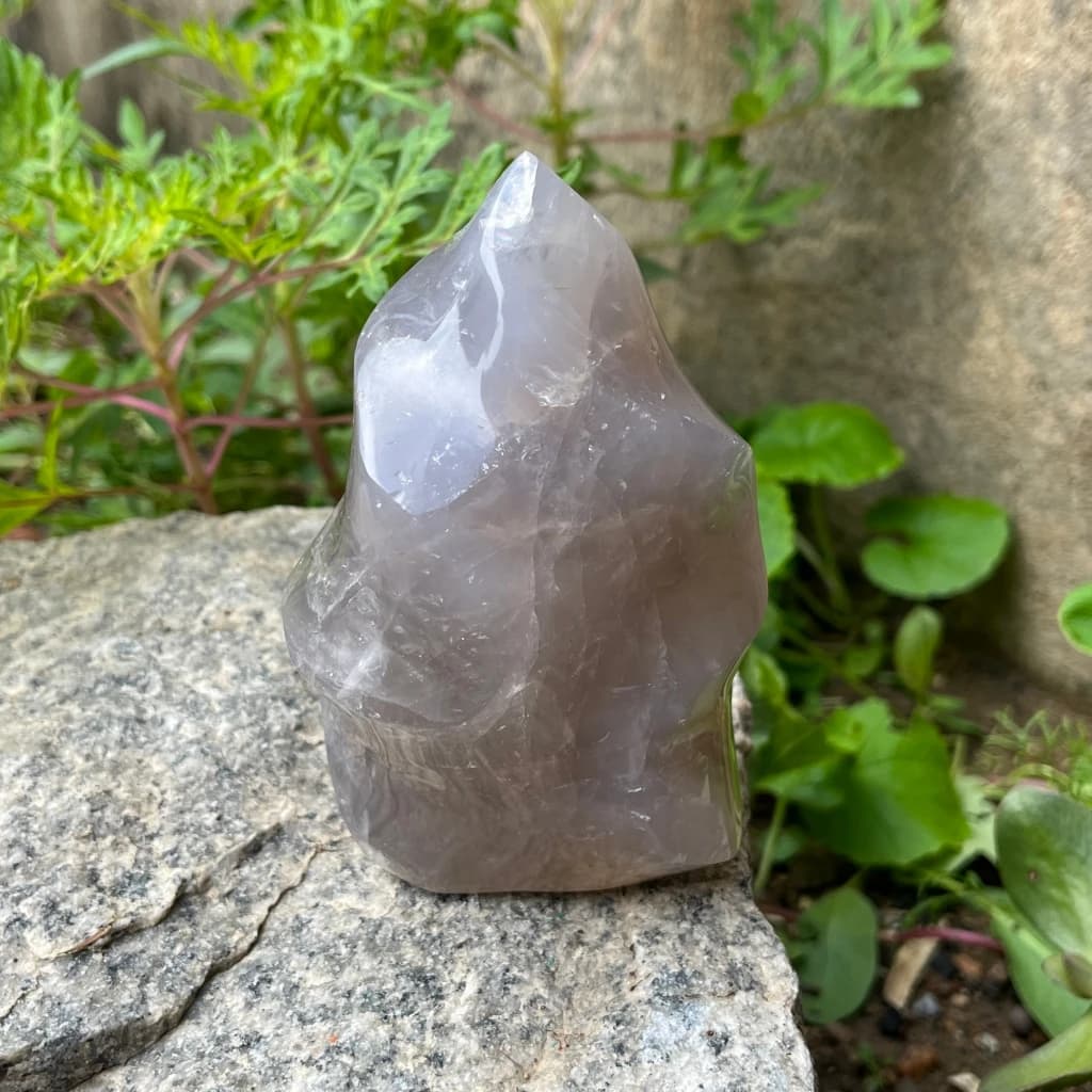 Blue Rose Quartz Crystal Sculpture Handcrafted Flame for Spiritual Healing Energy Home Decor Unique Gift