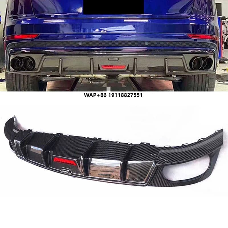 Carbon Fiber Car Rear Diffuser Lip for  Q8 RS8 2020 With Led Light