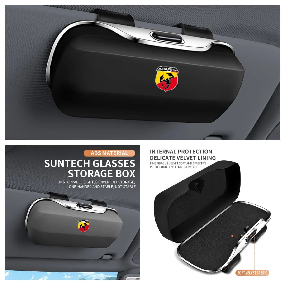 1Pc Car Sun Visor Glasses Storage Box For Fiat Abarth 500 500C 595 695 ABS Sunglasses Holder Case Auto Interior Organizer Access