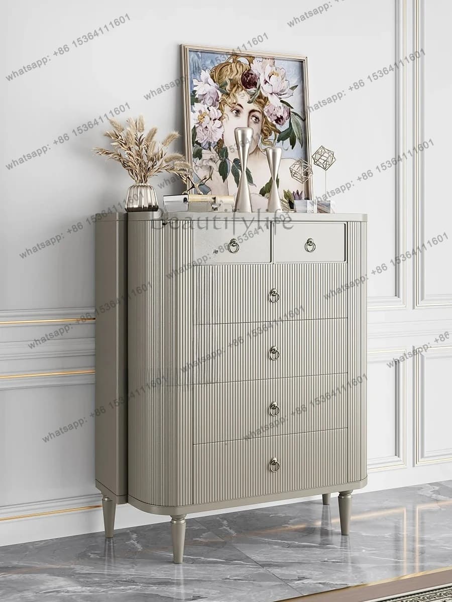Light Luxury Solid Wood Entrance Cabinet Bedroom Living Room Internet celebrity Locker Multifunctional Cabinet Side Cabinet