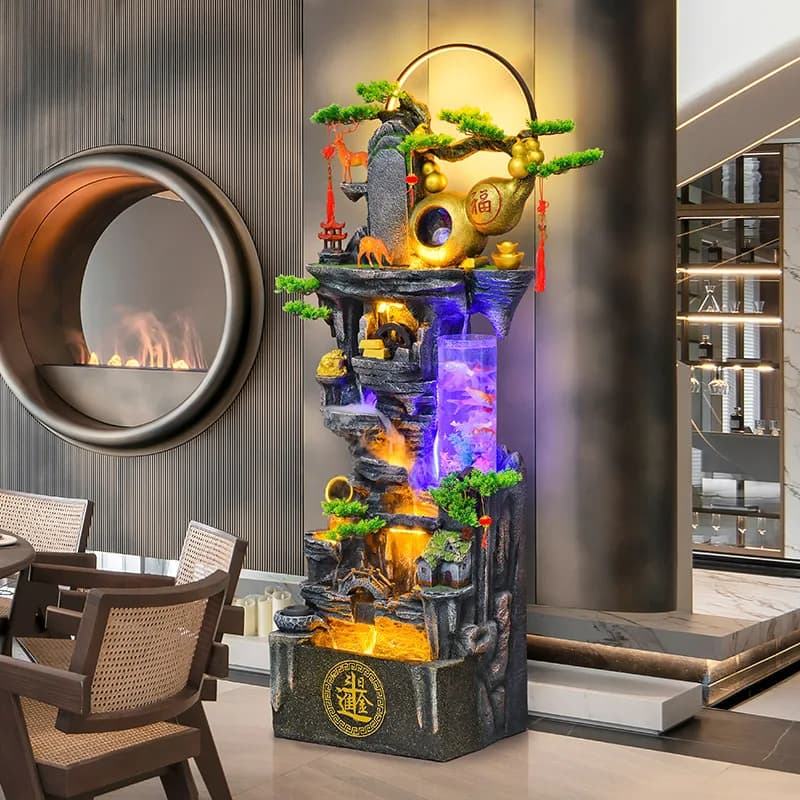 Gourd water fountain living room circulating water landscape floor-standing decoration bring in wealth and treasure feng shui