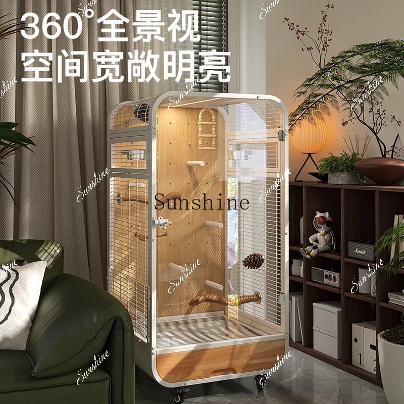 High-end birdcage villa panoramic luxury solid wood ecological cabinet gray machine DIY station pole  FT