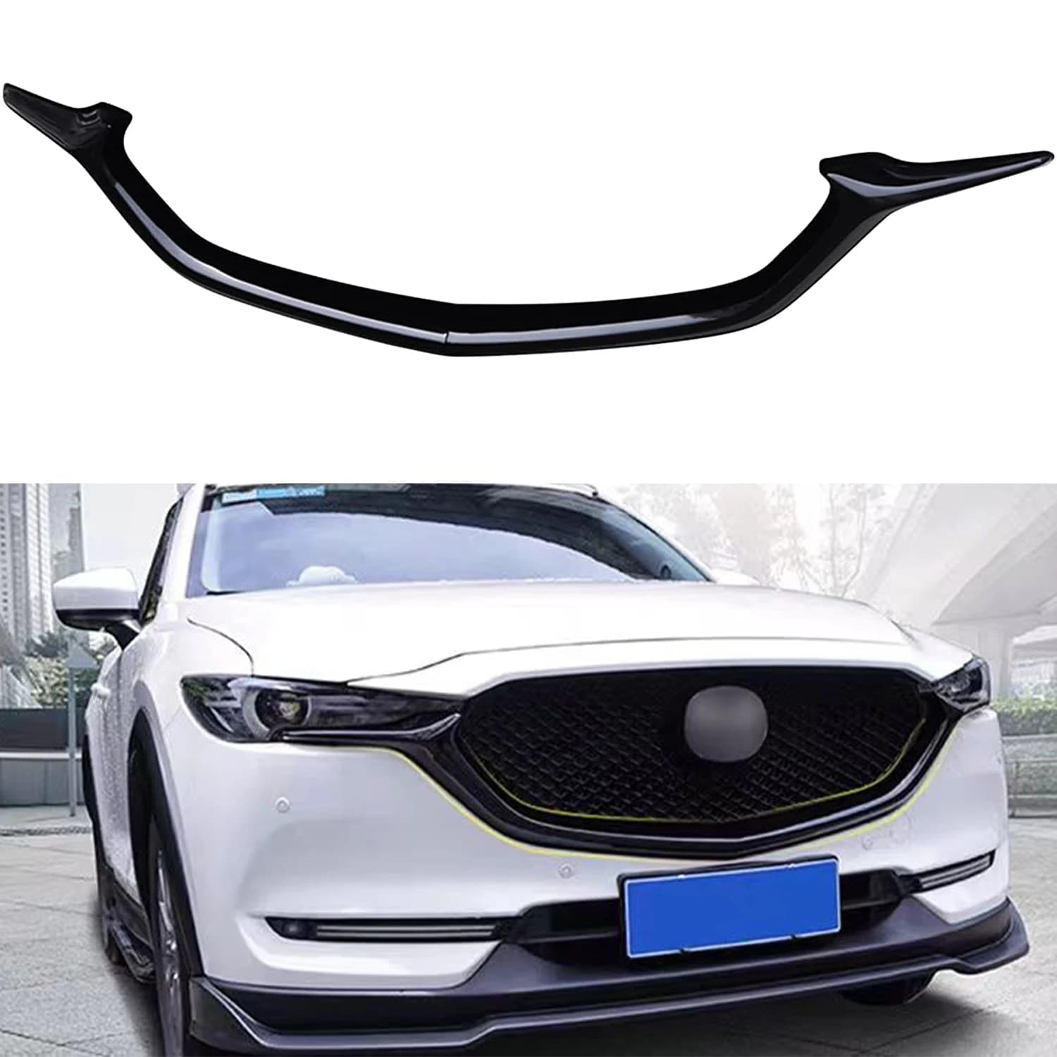 For Mazda CX-5 CX5 2017-2021,CX-8 2017-2019 Exterior Front Center Grille Grill Inserts Molding Strip Trim ABS Glossy Black  2pcs