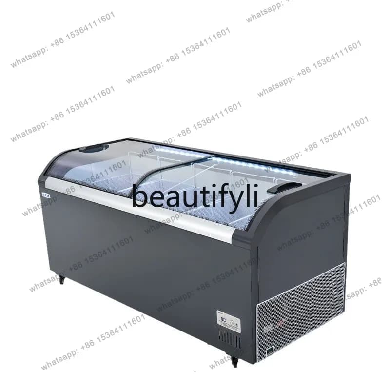 Commercial 1.8m Curved Display Cabinet Refrigerated Freezer One-Button Conversion Supermarket Commercial Display Cabinet