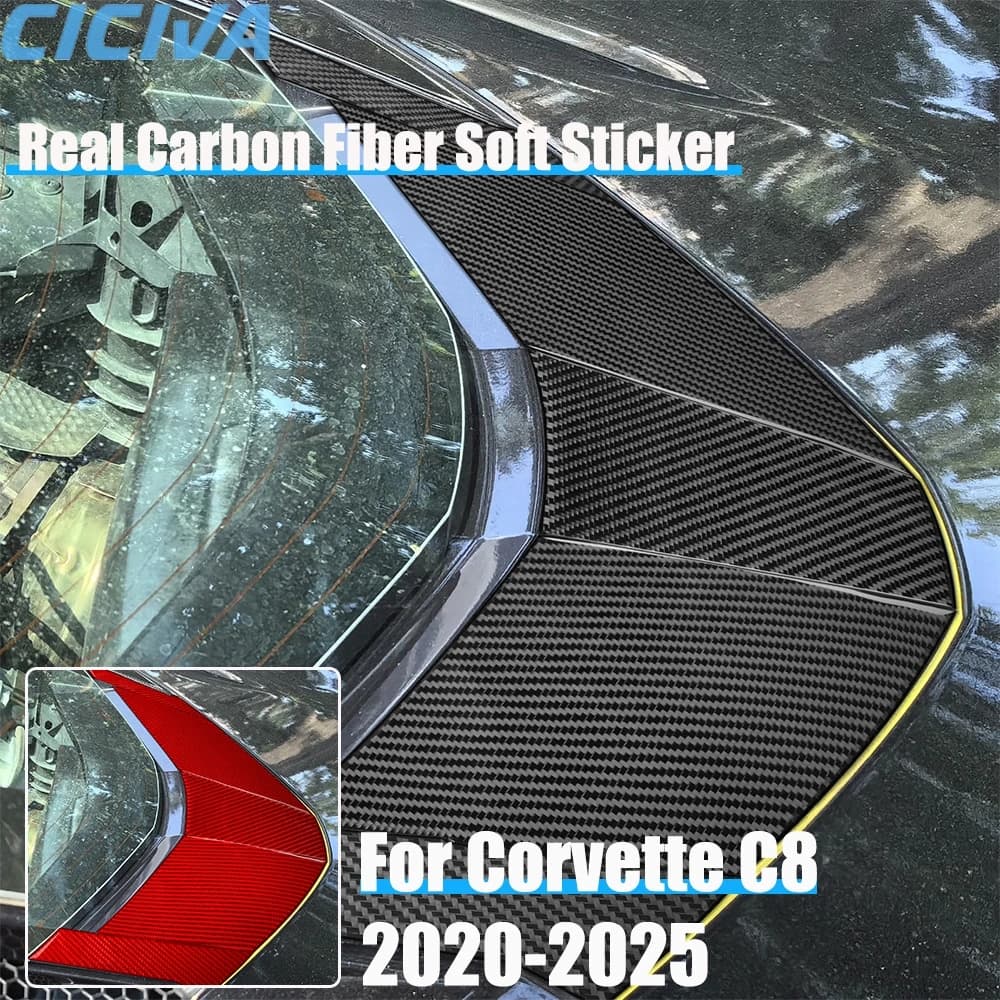 Real Carbon Fiber Car Accessories Front Hood Panel Cover Soft Sticker For Chevrolet Corvette C8 2020 2021 2022 2023 2024 2025