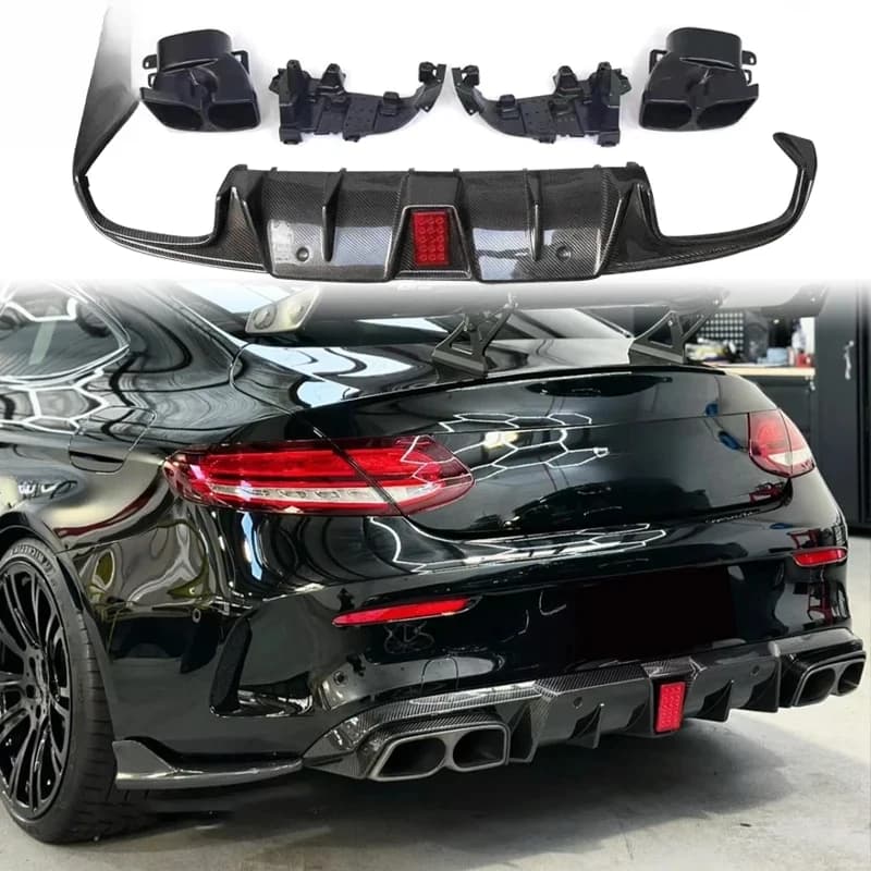 Premium Car Accsori W C4 Coupe B-Style Carbon Fiber Body Kit Front Side Skirts Rear Lip Spoiler Mirror Durle