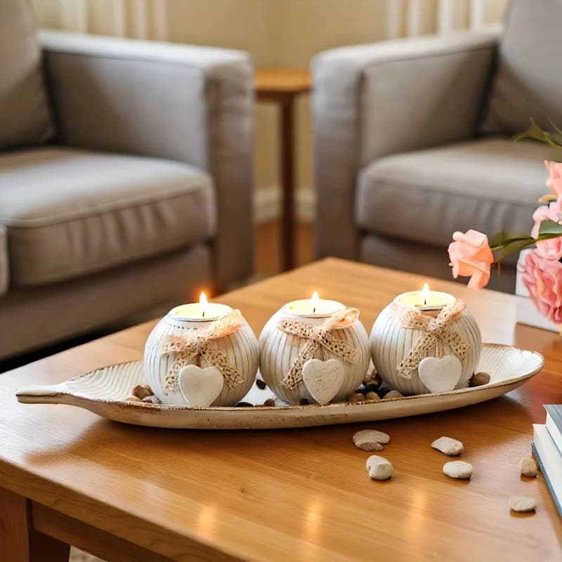 Nordic Wedding Candle Love Wooden Cylindrical Candle Holder Atmosphere Candle Holder Decorative Ornament Heart-shaped Display Pl
