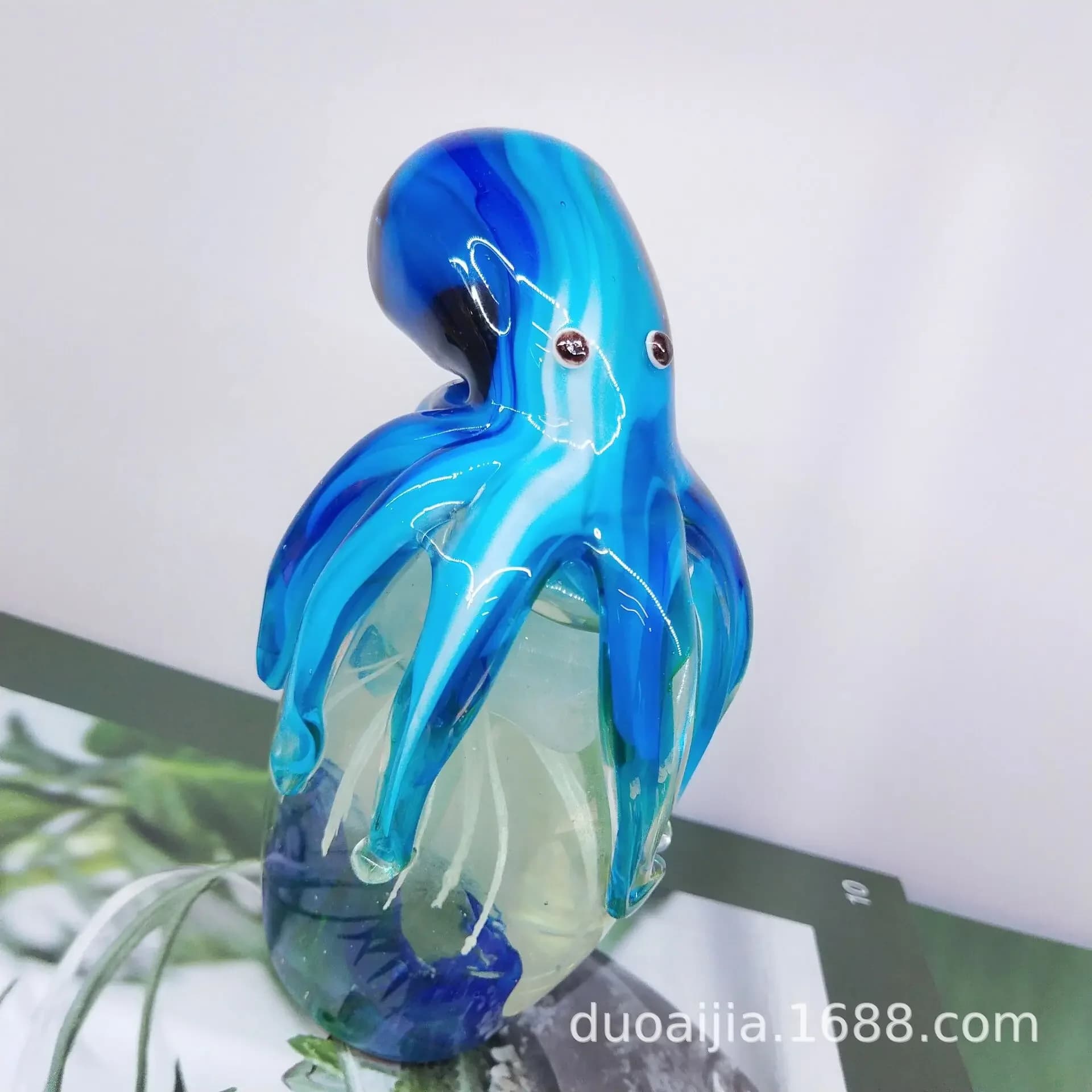 Handmade Glass Figurines Craft Collection Marine Organism Sculpture Living Room Fish Tank Ornament Centerpiece Modern Home Decor
