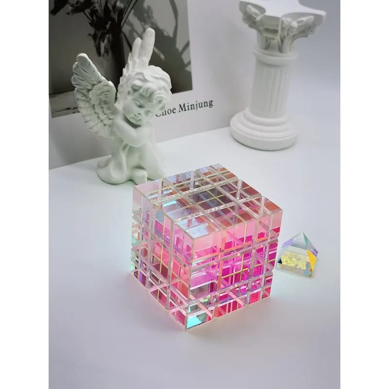 Cube Glass Colorful Tabletop Ornament Magic Cube