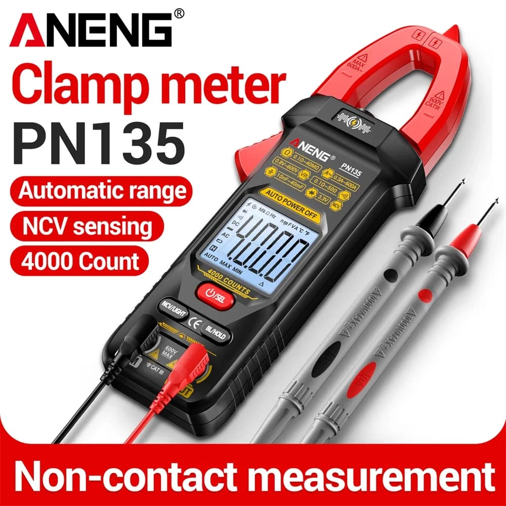 Non-contact Clamp Digital Multimeter ANENG PN135 Smart 4000 Counts Voltmeter NCV Voltage Sensing Resistance Electrician Tester