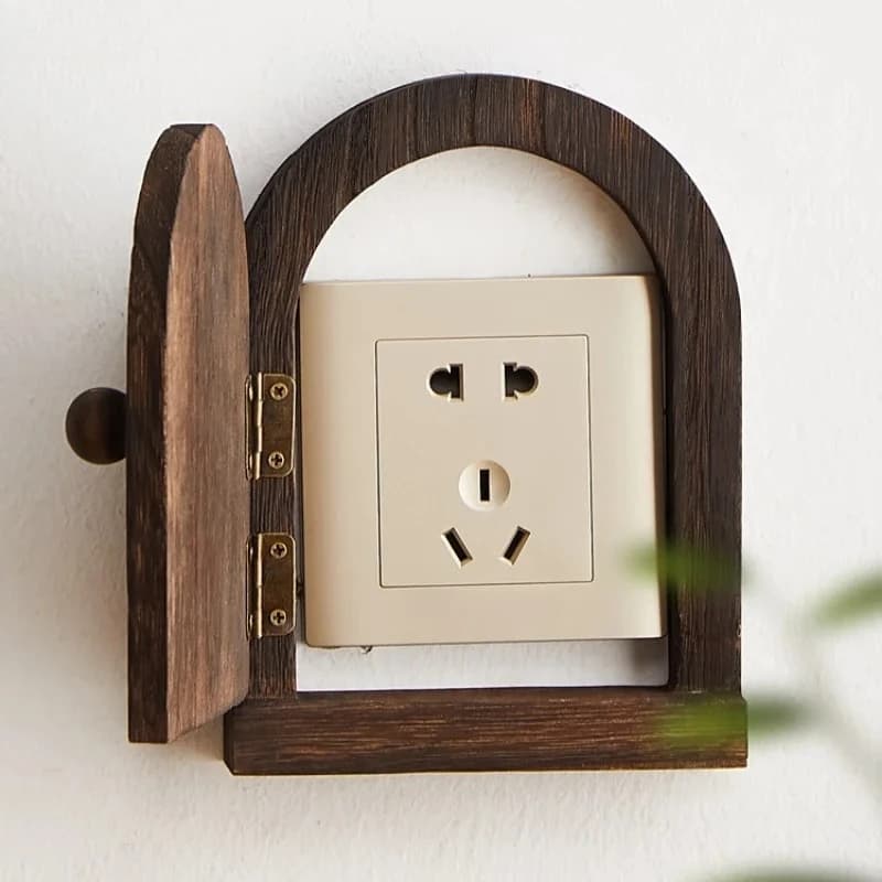 Wood Switch Sticker Switch Protective Sleeve Decoration Crafts Wall Accents Socket Trim Frame Protective Cover Wall Decoration