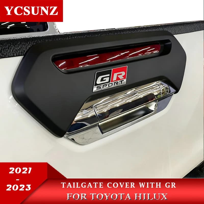 ABS Tailgate Cover Protector GR Logo For Toyota Hilux 2021 2022 2023 4x4 Car Styling Accessories Double Cabin