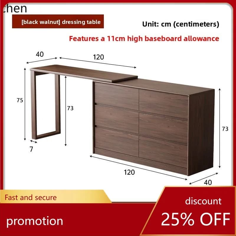 ZML Solid Wood Dressing Table Integrated Bedroom Bedside Simple Makeup Table Bed End Storage Cabinet