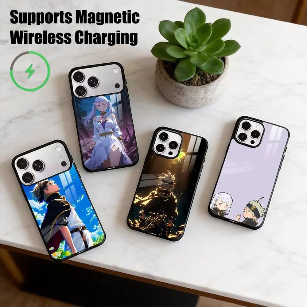 B-Black Clover Asta  Phone Case For iPhone17,16,15,14,13,12,11 Plus,Pro Compatible with magnetic wireless charging Gift