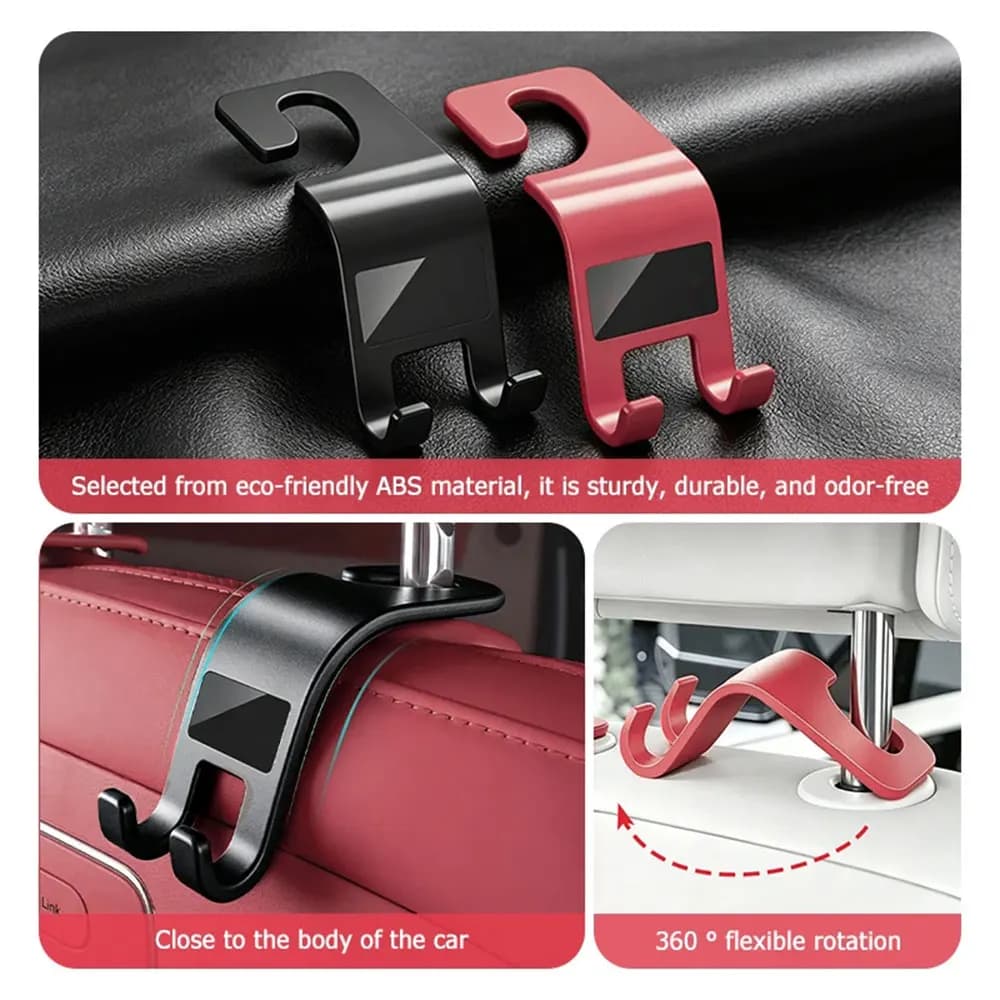 Fashion Car Back Seat Hook Durable ABS Rear Headrest Hooks Hanger Organizer Storage For Grocery Bags Car Interior Accessories
